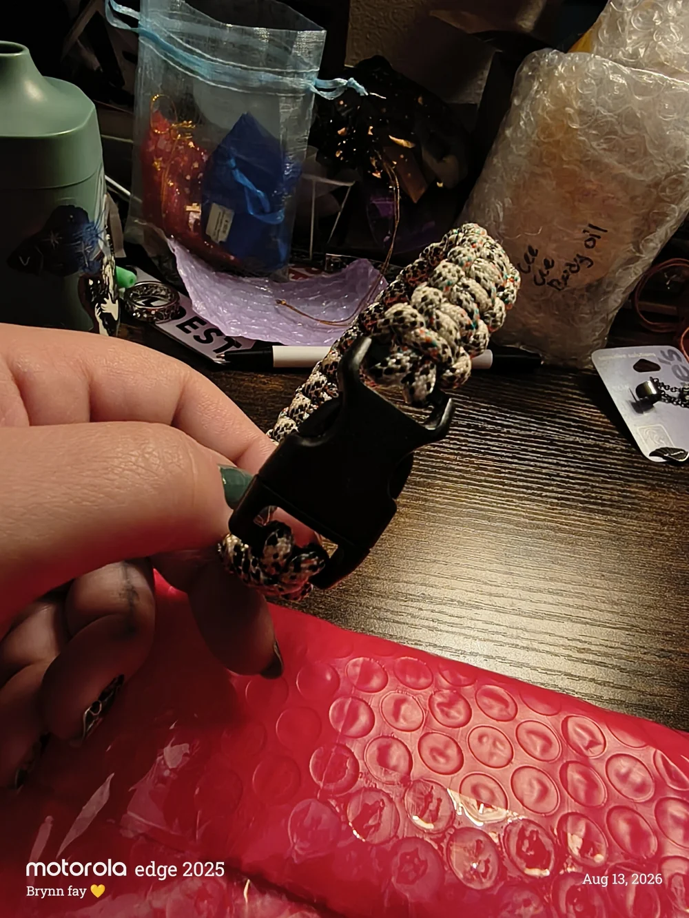 Amazon Multicolor Paracord Key & Card Holder Bracelet with Black Buckle